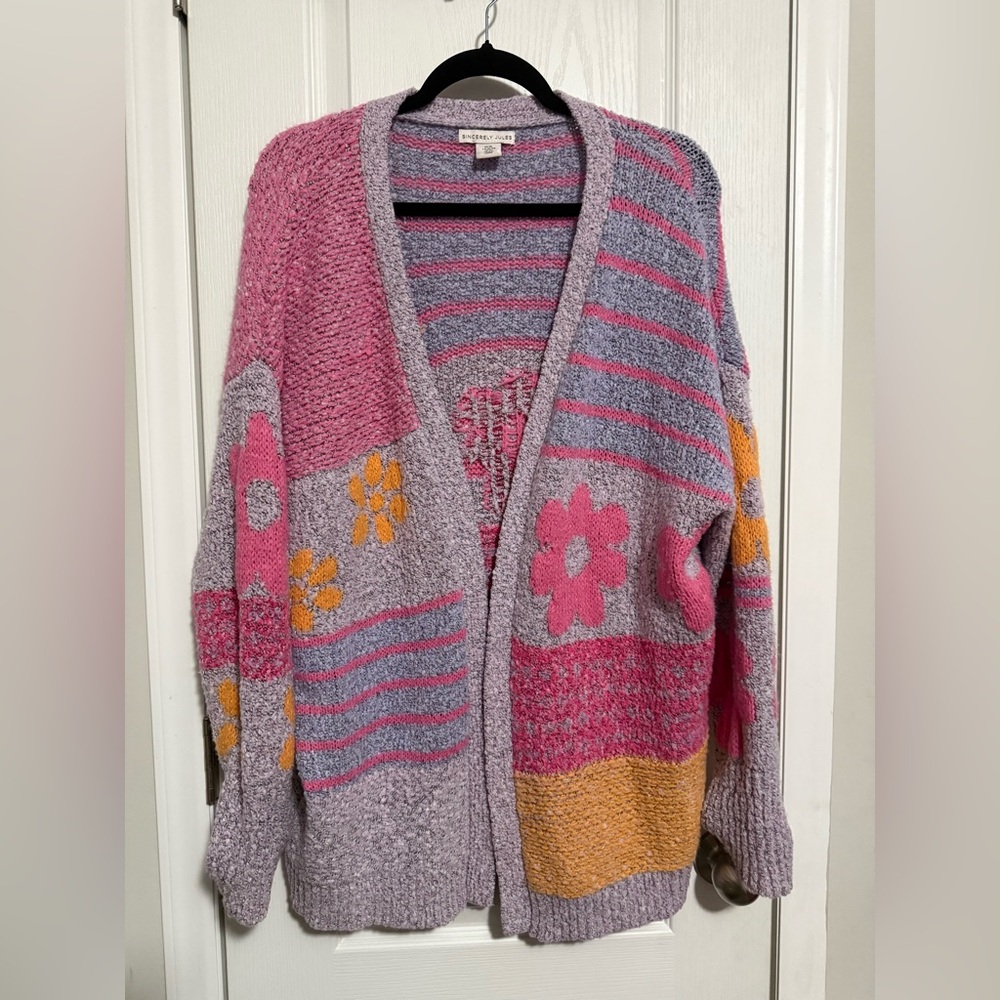 Sincerely Jules Multicolor Patchwork Cardigan - image 4